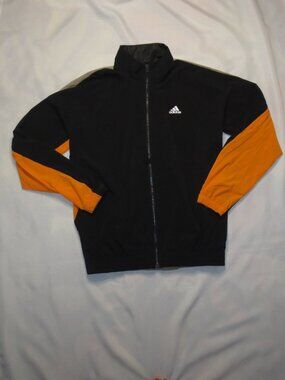 ADIDAS mens JACKET black LIGHTWEIGHT orange COAT tan WINDBREAKER track SIZE L